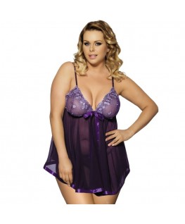 SUBBLIME QUEEN PLUS BABYDOLL WITH BOW AND SHINNY DETAILS  PURPLE SUBBLIME QUEEN PLUS BABYDOLL WITH BOW AND SHINNY DETAILS  PURPLE che trovi in offerta solo su SexyShopOnline a -15% di sconto