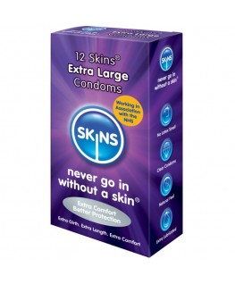 SKINS CONDOM EXTRA LARGE 12 PACK SKINS CONDOM EXTRA LARGE 12 PACK che trovi in offerta solo su SexyShopOnline a -15% di sconto