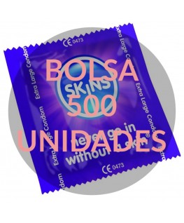SKINS CONDOM EXTRA LARGE BAG 500 SKINS CONDOM EXTRA LARGE BAG 500  che trovi in offerta solo su SexyShopOnline a -15% di sconto