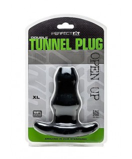PERFECT FIT DOUBLE TUNNEL PLUG XL LARGE - BLACK