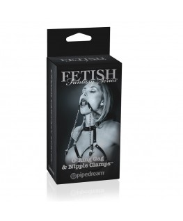 FETISH FANTASY LIMITED EDITION O-RING GAG WITH NIPPLE CLAMPS