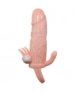 BRAVE MAN PENIS COVER WITH CLIT AND ANAL STIMULATION FLESH 16.5 CM