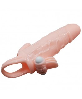 BRAVE MAN PENIS COVER WITH CLIT AND ANAL STIMULATION FLESH 16.5 CM