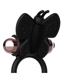 COQUETTE COCK RING BUTTERFLY  WITH VIBRATOR BLACK/ GOLD