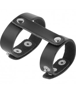 DARKNESS ADJUSTABLE LEATHER PENIS AND TESTICLES RING