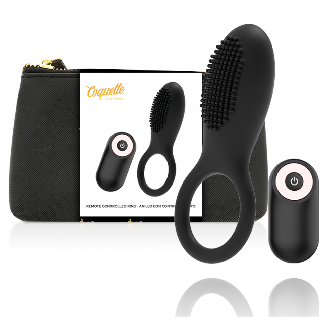 COQUETTE COCK RING REMOTE CONTROL RECHARGEABLE BLACK/ GOLD