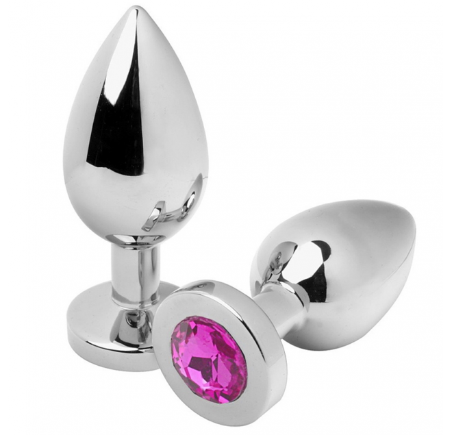 METALHARD ANAL PLUG DIAMOND PINK  SMALL 5.71CM