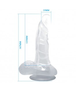 BAILE REALISTIC DILDO SUCTION CUP AND TESTICLES 16.7 CM - CLEAR