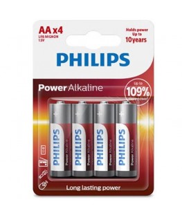 PHILIPS POWER ALKALINE BATTERY AA LR6 PACK 4