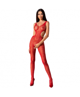 PASSION WOMAN BS085 BODYSTOCKING - RED ONE SIZE