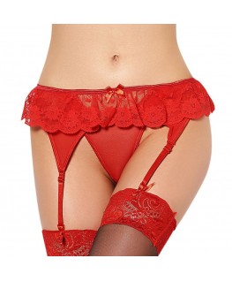 QUEEN LINGERIE THONG AND GARTER BELT - RED S/M QUEEN LINGERIE THONG AND GARTER BELT - RED S/M che trovi in offerta solo su SexyShopOnline a -35% di sconto