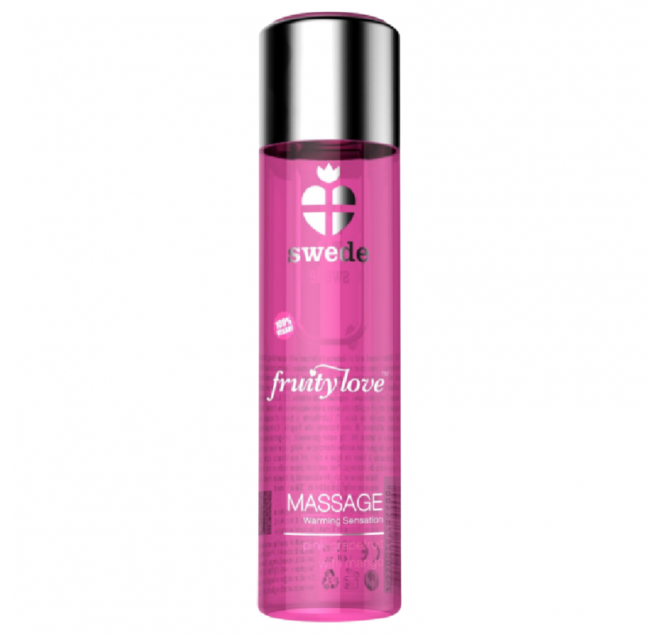 SWEDE FRUITY LOVE WARMING EFFECT MASSAGE OIL PINK RASPBERRY AND RHUBARB 120 ML.