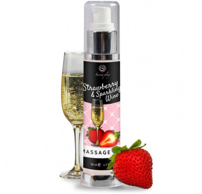 SECRETPLAY STRAWBERRY & SPARKLING WINE MASSAGE OIL 50 ML