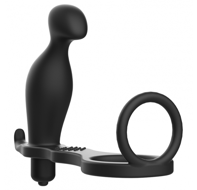 ADDICTED TOYS ANAL PLUG AND COCK RING  BLACK