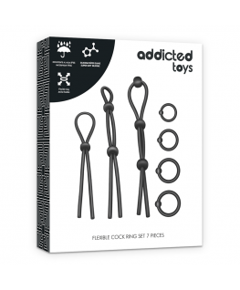 ADDICTED TOYS FLEXIBLE SILICONE  COCK RING SET 7 PIECES