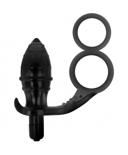 ADDICTED TOYS BUTT PLUG WITH COCK RING AND BALL-STRAP - BLACK