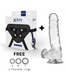 XRAY HARNESS + CLEAR COCK WITH BALLS  18.5CM X 3.8CM