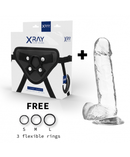 XRAY HARNESS + CLEAR COCK WITH BALLS  20CM X 4.5CM