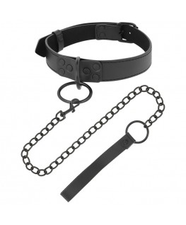 DARKNESS THIN BLACK FULL COLLAR  WITH LEASH
