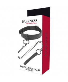 DARKNESS THIN BLACK FULL COLLAR  WITH LEASH