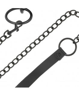 DARKNESS THIN BLACK FULL COLLAR  WITH LEASH