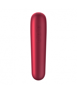 SATISFYER DUAL LOVE VIBRATOR AND SUCTIONER WITH PULSED AIR RED