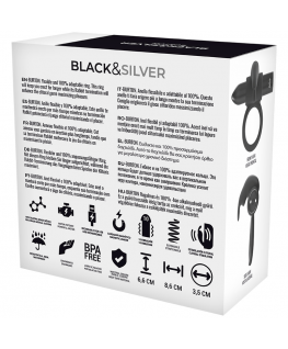 BLACK&SILVER BURTON RECHARGEABLE VIBRATING RING 10V BLACK