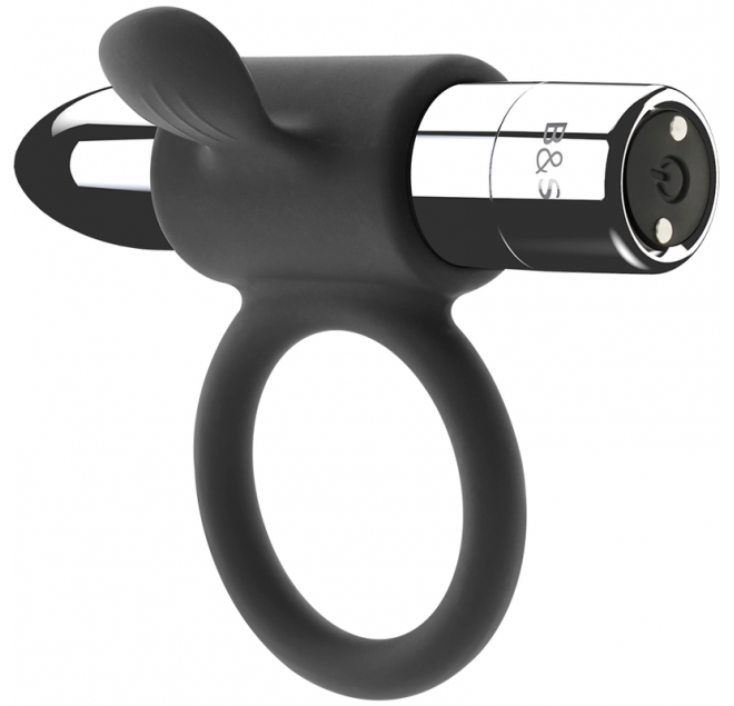 BLACK&SILVER CAMERON RECHARGEABLE VIBRATING RING 10V