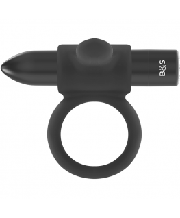 BLACK&SILVER CAMERON RECHARGEABLE VIBRATING RING 10V  BLACK