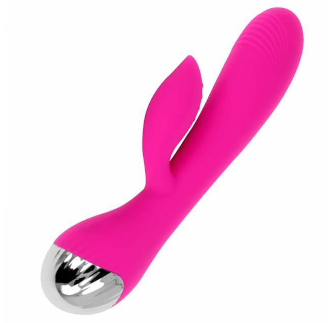 OHMAMA USB RECHARGEABLE SILICONE RABBIT VIBRATOR 10 SPEEDS 19 CM