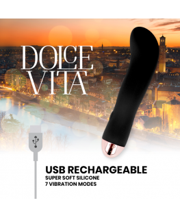 DOLCE VITA RECHARGEABLE VIBRATOR TWO BLACK 10 SPEED