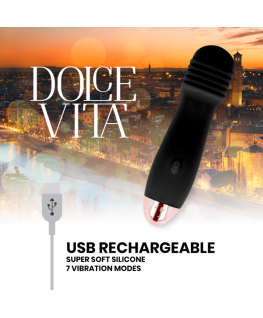 DOLCE VITA RECHARGEABLE VIBRATOR THREE BLACK 10 SPEED