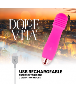 DOLCE VITA RECHARGEABLE VIBRATOR THREE PINK 10 SPEEDS