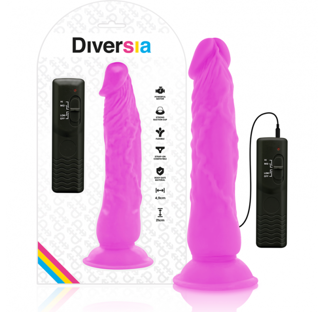 DIVERSIA DILDO VIBRANTE FLESSIBILE 21 CM - VIOLA