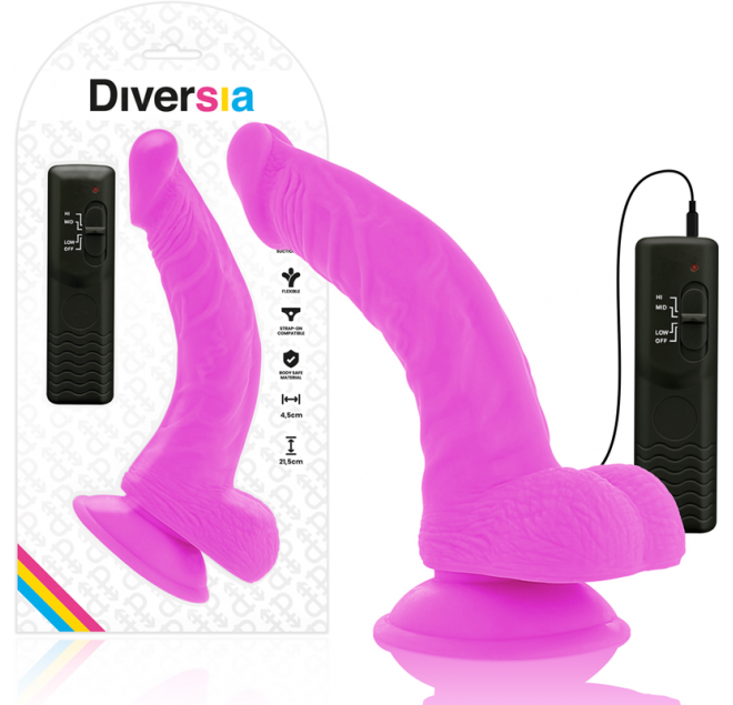 DIVERSIA DILDO VIBRANTE FLESSIBILE 21,5 CM - VIOLA