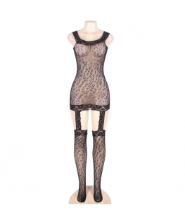 QUEEN LINGERIE LEOPARD PATTERN BODYSTOCKING SL