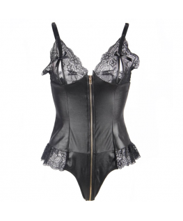 QUEEN LINGERIE PELLE CUCITURA TEDDDY S/M