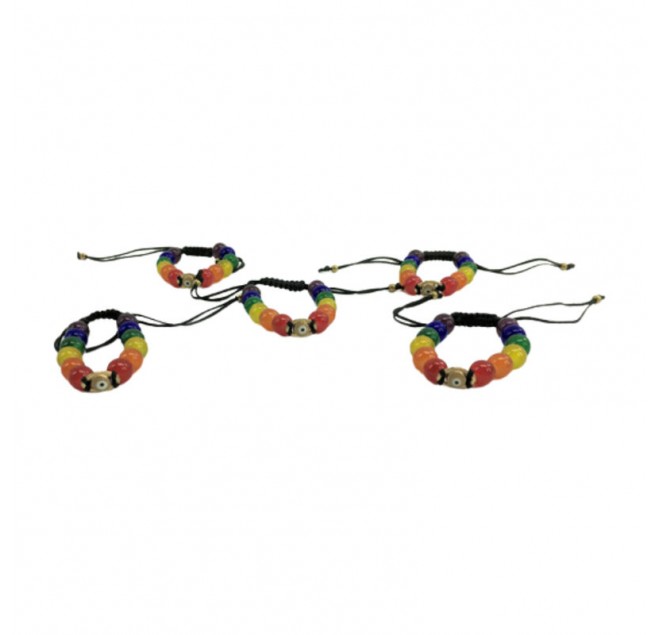 PRIDE - BRACCIALE CON OCCHIO TURCO E BANDIERA LGBT