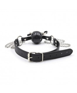 OHMAMA FETISH BALL GAG TRASPIRANTE CON MORSETTI PER CAPEZZOLI