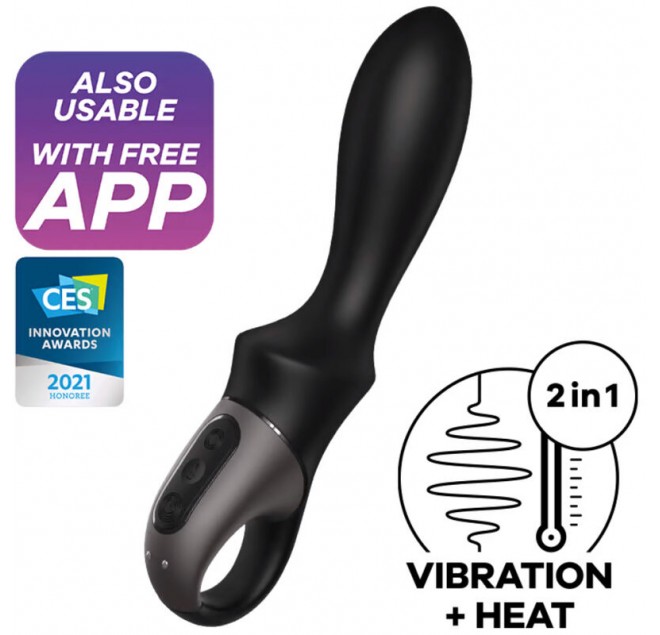 SATISFYER HEAT CLIMAX ANAL VIBRATOR APP - BLACK