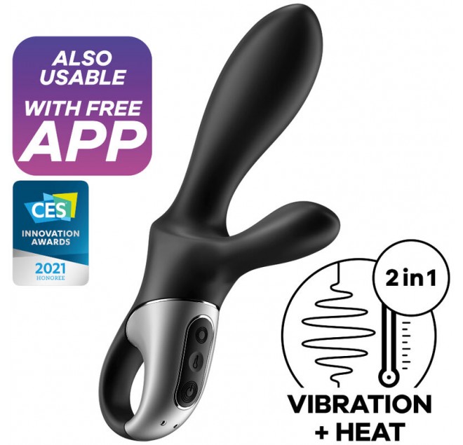 SATISFYER HEAT CLIMAX + ANAL VIBRATOR APP - BLACK