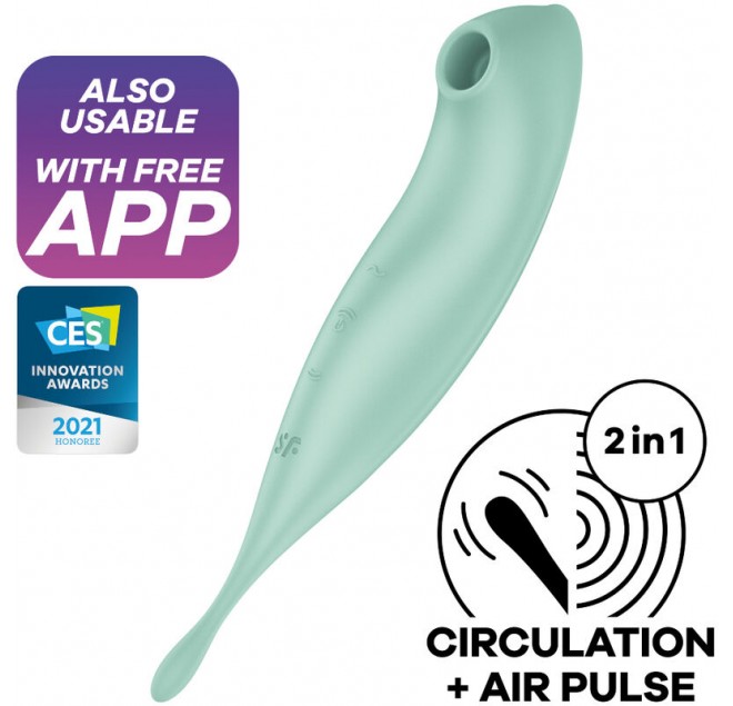 SATISFYER TWIRLING PRO+ STIMOLATORE DI IMPULSI D''ARIA E VIBRATORE APP - VERDE