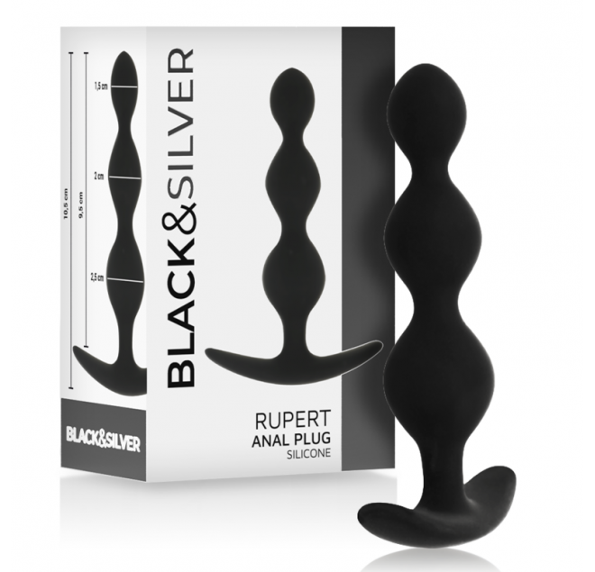 BLACK&SILVER - RUPERT ANAL BEADS 10 CM