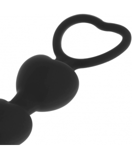 BLACK&SILVER - MILA SILICONE ANAL HEART-BEADS 18 CM