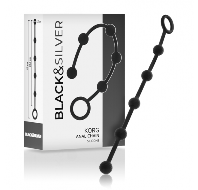 BLACK&SILVER - KORG SILICONE ANAL CHAIN 23 CM