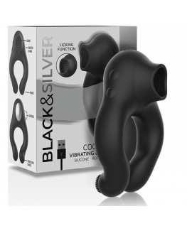 BLACK&SILVER - COCK RING VIBRATING & LICKING SILICONE RECHARGEABLE BLACK BLACK&SILVER - COCK RING VIBRATING & LICKING SILICONE RECHARGEABLE BLACK che trovi in offerta solo su SexyShopOnline a -35% di sconto