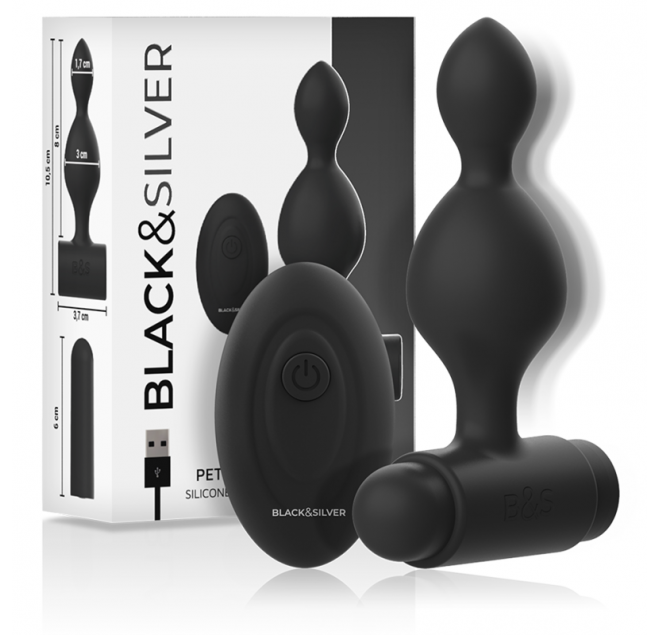 BLACK&SILVER - TUCKER PETIT ANAL PLUG SILICONE REMOTE CONTROL