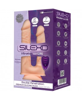 SILEXD - MODELLO 1 PENE REALISTICO VIBRATORE DOPPIA PENETRAZIONE PREMIUM SILEXPAN TELECOMANDO IN SILICONE 17,5 / 19,5 CM