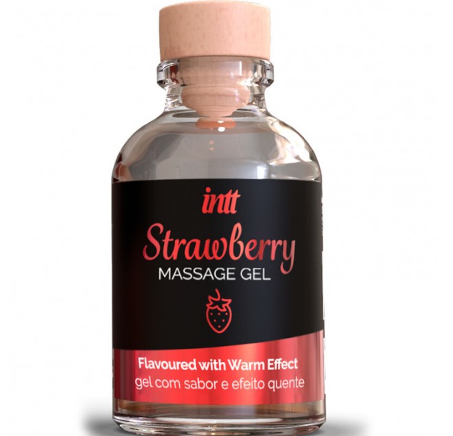 INTT MASSAGE & ORAL SEX - GEL DA MASSAGGIO AL GUSTO DI FRAGOLA EFFETTO CALDO