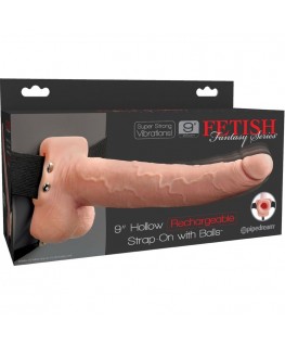 FETISH FANTASY SERIES - IMBRACATURA REGOLABILE PENE REALISTICO CON SFERE RICARICABILI E VIBRATORE 23 CM